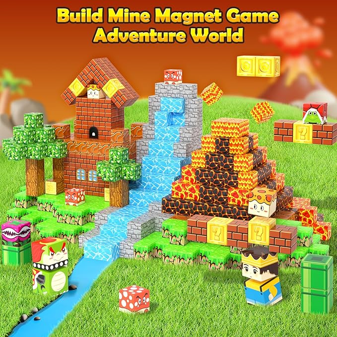 100PCS Magnetic Blocks Magnetic Building Blocks Sensory Toys for Kids Ages 3-5 6-8 8-12 Kids Game Toys for 3+ Year Old Boys & Girls, 3 4 5 6 7 8 9 10 Year Old Boy Birthday
