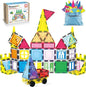 PicassoTiles Magnetic Tiles 61 Piece Magnet Tile Building Blocks Construction Sensory Toy Set with Carry Bag Storage Bin Container STEM Toddler Learning Educational Pretend Play Boy Girl Ages 3+ PT07