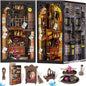 DIY Book Nook Kit, 3D Wooden Puzzle Miniature Booknook Bookend Bookshelf Decor with LED Light, Dust Cover, Book Nook Kits for Adults Teen (Magic Wand Shop)