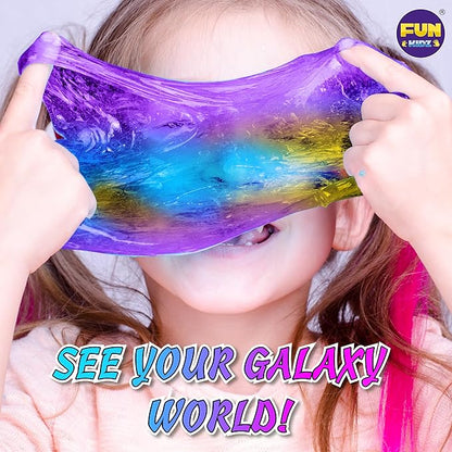 Toy Galaxy Slime Kit for Boys Girls 10-12, FunKidz Ultimate Metallic Slime Making Kit for Kids Ages 8-10 D.I.Y. Glow, Galactic, Fun Slime Gifts