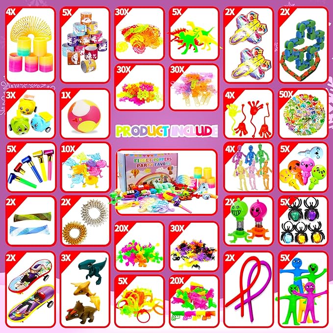 1000+ PCS Party Favors for Kids, Fidget Toys Pack, Birthday Gift,Christmas Stocking Stuffers,Christmas Gift,Treasure Box, Goodie Bag Stuffers, Carnival Prizes,Pinata Filler Sensory Toy for Classroom
