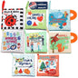 Baby Books Toys Gifts, Touch and Feel Cloth Crinkle Books for Babies,Infant Toddler Baby 0-3-6-12-18 Months,Early Learning Toys 6 to 12 Months 1-2 Years Old, Easter Shower Gift for Boys Girls,8 PCS