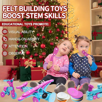 Soft Felt Building Toys for Toddlers,DIY Educational Learning Stackable Felt Toy Set - Flexible for Hours of Creative STEM Toys 37 PCS, Stacking Toys for Toddlers 1-3,Perfect for Easter Gifts