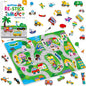 Reusable Jelly Sticker Book, 53 Vehicle Thick Jelly Stickers Waterproof Gel Cling Decals Transportation Themed Busy Book Hands-on Activity Travel Game Educational Learning Toys for Toddlers, Kids