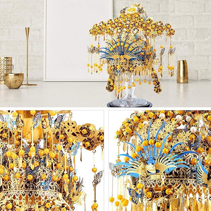 Piececool 3D Puzzles for Adults Metal Model Building DIY Kit-Phoenix Coronet DIY Craft Kits for Teens, Anxiety Relief Puzzle Toys, Great Gift Idea-433 Pcs