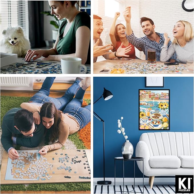 KI Puzzles 500-Piece Jigsaw Puzzle – Aromatherapy Blueboard with Candle – Cozy Olivia Gibbs Breakfast View – 24x18 Relaxing Hygge Puzzle for Adults & Teens