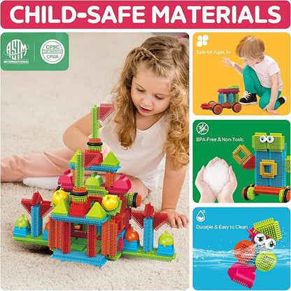 Contixo STEM Building Toys, ST6 100 pcs Bristle Shape 3D Tiles Set Construction Learning Stacking Educational Block, Creativity Beyond Imagination, Inspirational, Recreational Toy for Kids Ages 3-8