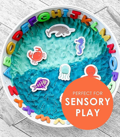 Curious Columbus Toddler Magnets – Animal Fridge Magnets for Kids | 52 Refrigerator Magnets with 26 Animals + 26 ABC Magnetic Letters | Foam Alphabet Learning Set for Toddlers