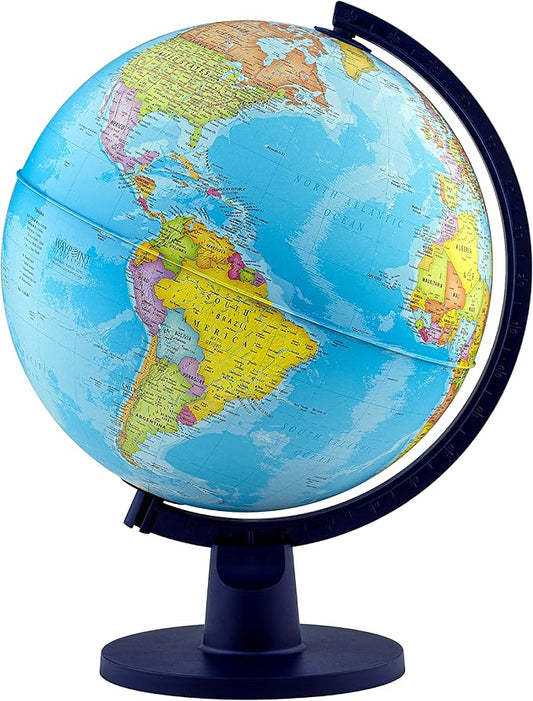 Waypoint Geographic Scout Illuminated Decorative Classroom Globe with Stand, Interactive World Globe with Political Mapping, Blue