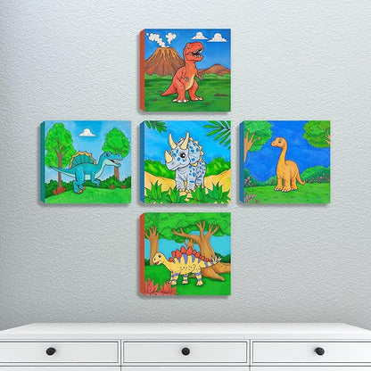 ArtPops Coloring Boxes – Pop-Up Pre-Printed Coloring Box Set – DIY Wall Art Kit for Kids – Eco-Friendly, Easy to Hang, No Frame Needed – 5-Pack, Dino Friends