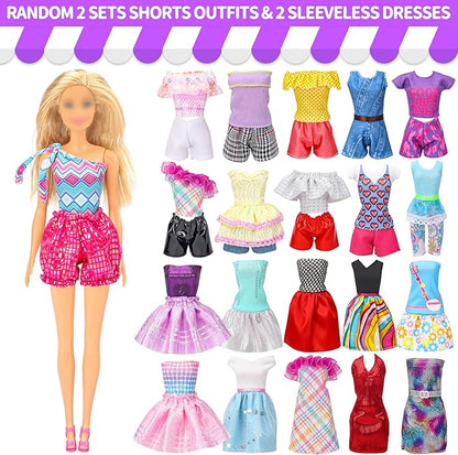 90 Pcs Doll Clothes and Accessories,2 Wedding Gowns 2 Evening Dresses 6 Fashion Dresses 4 Set Casual Outfit Top and Pant 2 Swimsuit,20 Hanger 10 Shoe 41 Accessories Toys for Girls Kid Gift