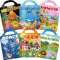6Set Puffy Sticker Books for Kids, 3D Reusable Stickers Books for Toddlers 3-5,Farm+Animal+Dinosaurs+Ocean World+Space+Vehicle