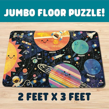 Chuckle & Roar Educational 50 PC Floor Puzzle Giant Space Glow-in-The-Dark