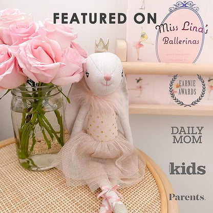 MON AMI Bijoux The Bunny Princess Ballerina Stuffed Doll – 15”, Soft Plush Animal Doll, Use as Toy or Room Decor, for Kids of All Ages