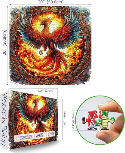 500 Piece Puzzles for Adults, Phoenix Rising Jigsaw Puzzles 500 Pieces, Difficult Challenging Unique Family Adults Puzzle, 20x20 Inch
