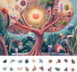 Puzzles for Adults 1000 Pieces: Tree of Life - Jupiter's Mysterious Garden, Irregularly Shaped Difficult Challenging Jigsaw Puzzle with Hidden Animal-Shaped Pieces, 6-Color-Zone on Back