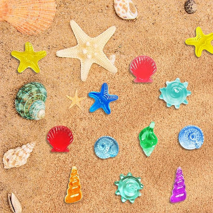 200+ Pcs Sensory Bin Filler Diving Gem Pool Toys Small Bulk Plastic Under The Sea Shells Decorations Ocean Mermaid Kit 11 Colors 6 Styles Mixed Acrylic Tiny Seashells Craft