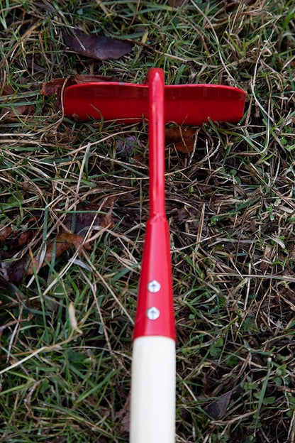 JustForKids Kids Garden Tool Set Toy, Rake, Spade, Hoe and Leaf Rake, reduced size , made of sturdy steel heads and real wood handle, 4-Piece, Multicolored, 5yr+