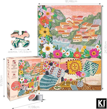 KI Puzzles 500-Piece Jigsaw Puzzle – Aromatherapy Blueboard with Candle – Cozy Olivia Gibbs Vacation Spot – 24x18 Relaxing Hygge Puzzle for Adults & Teens