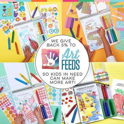 Bright Stripes Art on The Go Travel Kit for Kids Ages 3+| Collage Fun Jungle Theme| Mess-Free Activity Set with Crayons, Stickers & Coloring Book| Creative On-The-Go Fun for Toddlers & Preschoolers