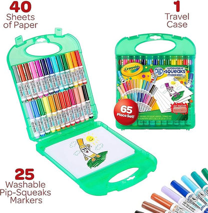 Crayola Pip-Squeaks Washable Marker Set (65ct), Holiday & Christmas Gifts for Kids, Coloring Set, Art Supplies for Kids, Drawing & Craft Kit, Travel Activity, 4+