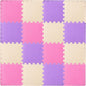 ProSource Foam Puzzle Floor Play Mat for Kids and Babies with Solid Colors, 36 or 16 Interlocking Tiles with Borders, Pink/Purple/Beige