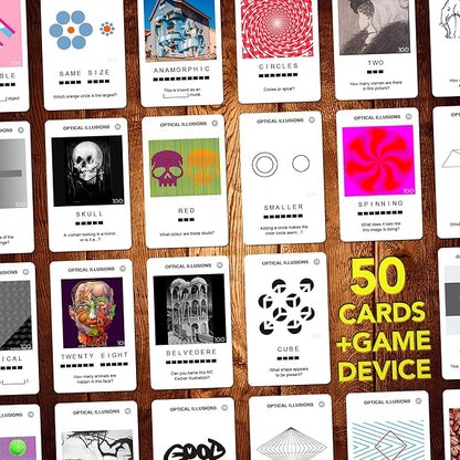 100 PICS Optical Illusions - Perfect Stocking Stuffer for Teens and Kids |100 Mind-Blowing Illusions | Contains 50 Cards in a Slide Reveal case | Ideal Gift for Travel
