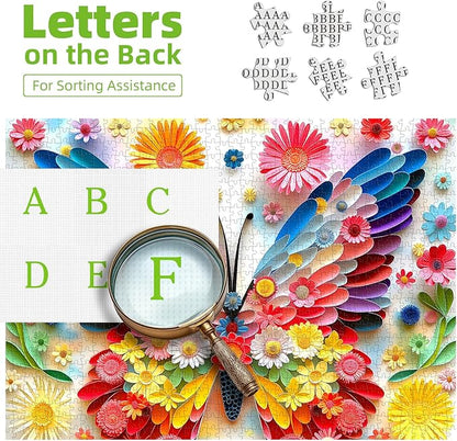 Puzzles for Adults 500 Pieces Colorful Butterfly FlowerJigsaw Puzzles 500 Pieces Difficult Fun Paper Art Unique Beautiful Family Puzzle Challenging Games Gift for Teens Kids Adults (20"x20")