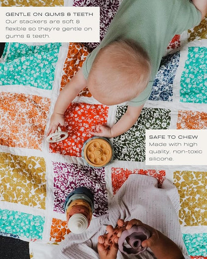 Hippypotamus Baby Stacking Toys - Teething Toys - Stacking Cups - Food-Grade Silicone Teethers - 6+ Months - Soft Bath Toy