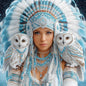 Owl Fantasy 500 Piece Jigsaw Puzzle for Adults - Winter Theme Mystical Art with Snowy Owls & Tribal Beadwork - Challenging Puzzle for Game Night, 20"x20"