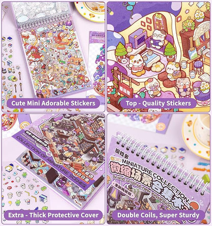 DIY 3D House Stickers, 10 Sets Fun DIY Sticker Scene Make Your Own Mini House Cute Cartoon Animal Scene Stickers for Kids Adult Sticker Art Relief Stress Pass The Time