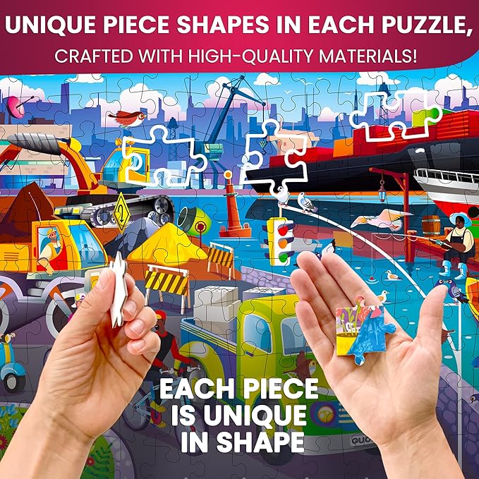 QUOKKA Floor Puzzles for Kids Ages 8-10 – 3X150 Piece Puzzles for Kids Ages 4-6 – Search & Find Ocean Animal Kid Activities Included for 5-8 Year Old – Toddler Learning Toy Game Gift for Boys & Girls