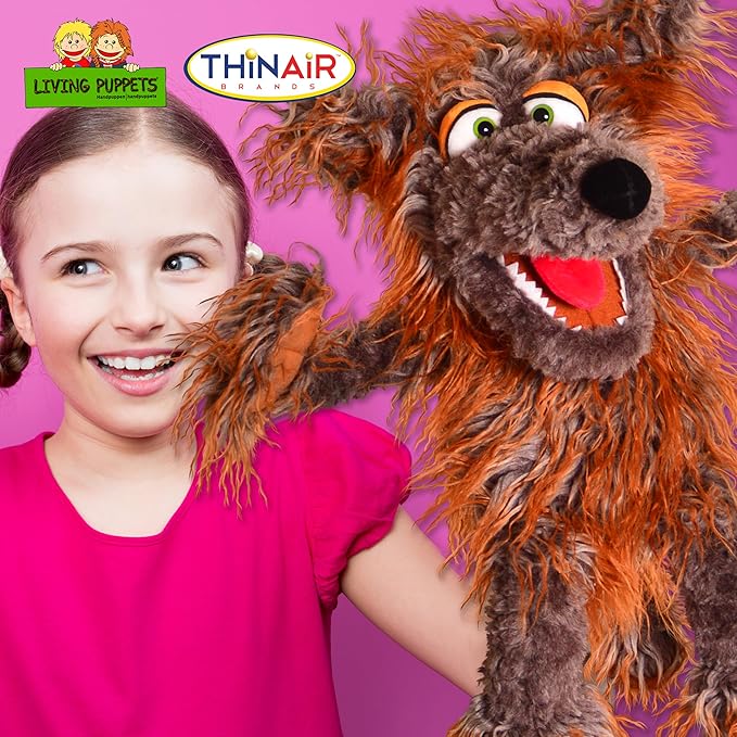 Living Puppets 20-Inch Plush Big Brown Dog Hand Puppet - Fine European Design, Ultra-Soft and Cuddly, Promotes Child Development, Safety Certified, Teacher-Recommended for Boys and Girls