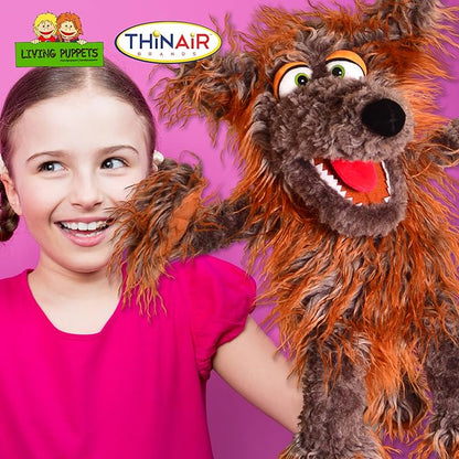 Living Puppets 20-Inch Plush Big Brown Dog Hand Puppet - Fine European Design, Ultra-Soft and Cuddly, Promotes Child Development, Safety Certified, Teacher-Recommended for Boys and Girls