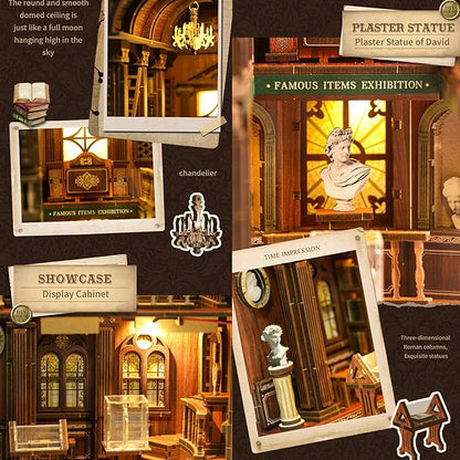 ISSEVE Book Nook Kit, DIY 3D Wooden Puzzle Dollhouse Booknook for Adults, Tiny Miniature House Kit Bookshelf Decor, Halloween for Crafts Book Lovers (Library of Philosophical)