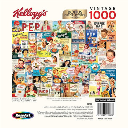 RoseArt - Kellogg's - Cereal Ads - 1000 Piece Jigsaw Puzzles for Adults