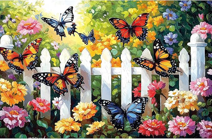 500 Piece Butterfly Garden Jigsaw Puzzle for Adults - 23x15 Inch Colorful Flower & Butterfly Art Puzzle, Unique Cool Puzzles for Home Decor