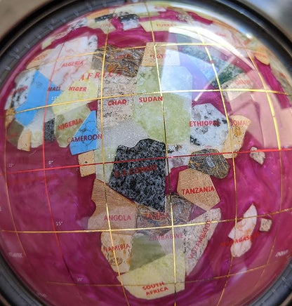 Unique Art 10-Inch Tall Table Top Pink Pearl Swirl Ocean Gemstone World Globe with Silver Tripod Stand (PINK TRIPOD SILVER)