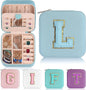 Parima Women's Initial Travel Case | Mini Jewelry Case - L, J | Sky Blue