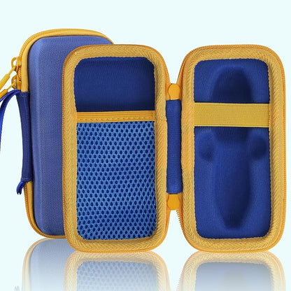 co2CREA Hard Case for 3Doodler Start+ Essentials (2024) 3D Pen Set - Storage Organizer with Custom Slots for Art Activity Set, Printing Filament Refill and USB Charger, Blue Case + Yellow Zipper