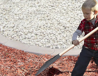 Superio Kids Rake with Hardwood Handle, Durable Plastic Head to Sweep Leaves in Lawn and Tidying Up The Garden, 34" (Kid Size, Grey, 1-Pack)