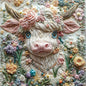 500 Piece Art Jigsaw Puzzle for Adults - Unique 3D Embroidery Flower Cow, Cool Puzzles for Adults, Challenging Adult Puzzle 20x20 Inch