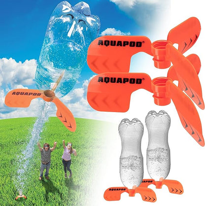 Screw on Curved Water Rocket Fins (2 pk)- Compatible with any 2 Liter Bottles - Makes Bottle Spiral in Air & Helicopter to Ground - Fun Outdoor Science Toy - Accessory to Water Rocket Launcher