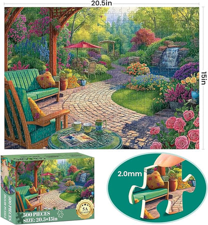 500 Piece Puzzles for Adults,Beautiful Flower Garden Puzzle for Kids Teen Adults,Recycled Paper Unique Fun Jigsaw Puzzle 500 Pieces,Challenging Family Game Gift for Friends Men Women Seniors,20.5*15In