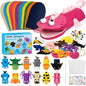 WATINC 12Pcs Hand Puppet Making Kit, Art Craft Felt Sock Puppet Toys, Creative DIY Make Your Own Pompoms Wiggle Googly Eyes Storytelling Role Play Party Supplies Gift for Girls Boys (Ocean Animals)