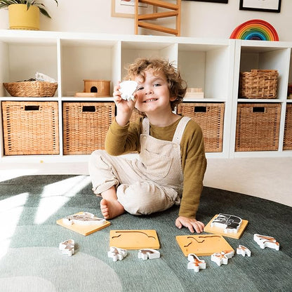 Wooden Montessori Animal Puzzles for Toddlers 2+ Years | Realistic Chunky Woodland Animal Shape Puzzle | Educational Learning Toy - Four-Piece Woodland Creature Puzzles