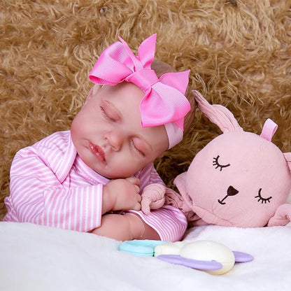 Reborn Baby Doll Accessories Pink Baby Doll Clothes 17-22 Inches Reborn Dolls Cute Newborn Outfits Gift Set for Realistic Dolls