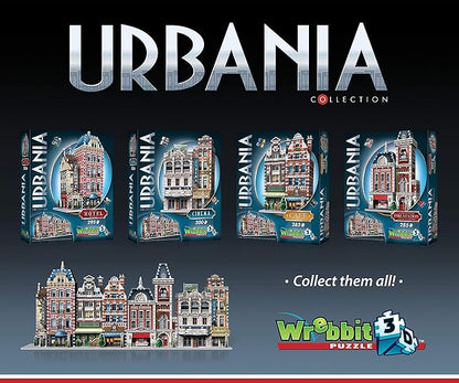 Wrebbit 3D Urbania Collection 3D Puzzle Bundle | Includes Hotel, Cinema, Café and Fire Station | 1165 Pieces Jigsaw Puzzle Pieces Total | Build a Charming and Unique Streetscape of a Small Town