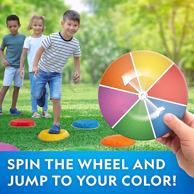 NATIONAL GEOGRAPHIC Stepping Stones for Kids – Durable Non-Slip Stones Encourage Toddler Balance & Gross Motor Skills, Indoor & Outdoor Toys, Obstacle Course, Gifts for Toddlers (Amazon Exclusive)
