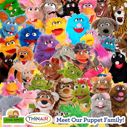 Living Puppets 14-Inch Friendly Grey Monster Hand Puppet - Fine European Design, Ultra-Soft and Cuddly, Promotes Child Development, Safety Certified, Teacher-Recommended for Boys and Girls
